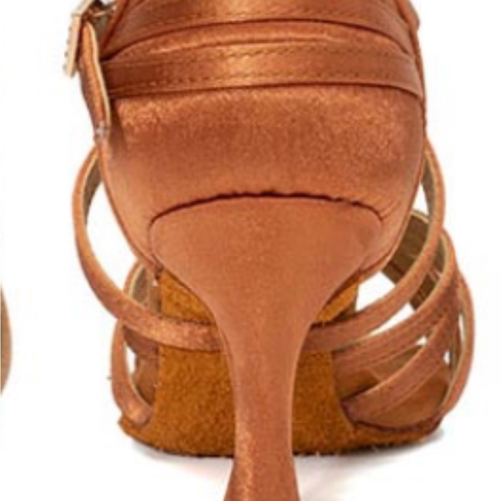 Women's Gold Heels professional Latin, dance shoes, satin salsa Sz9 - Picture 6 of 11